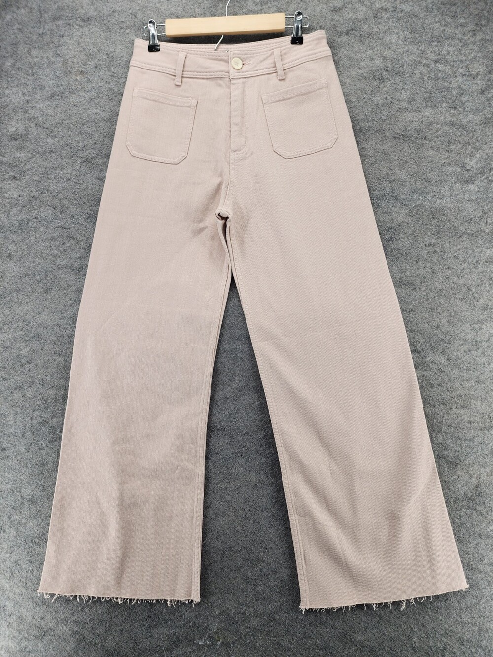 Miou Muse Jeans Womens Large Pink Denim High Rise Raw Cuff